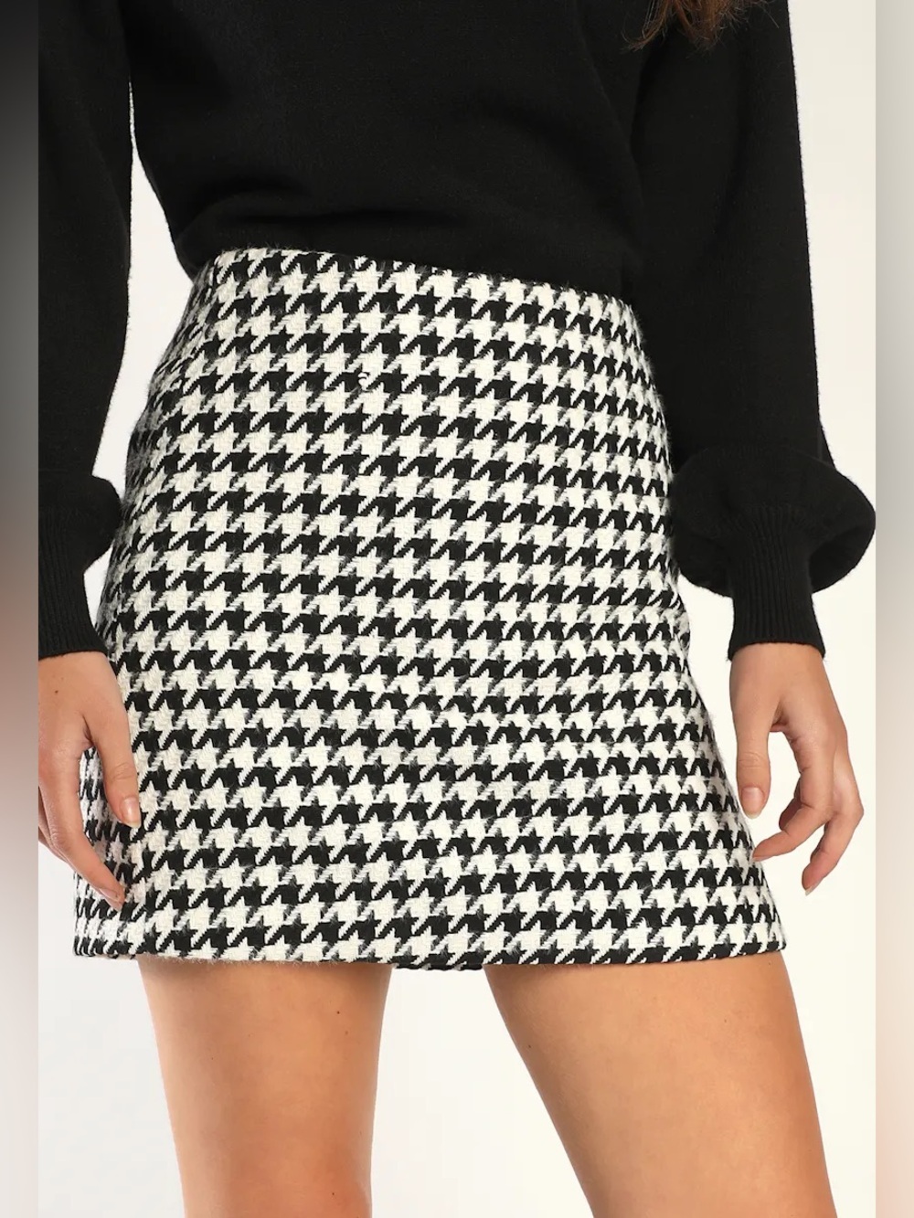 MANGO HOUNDSTOOTH MINI SKIRT